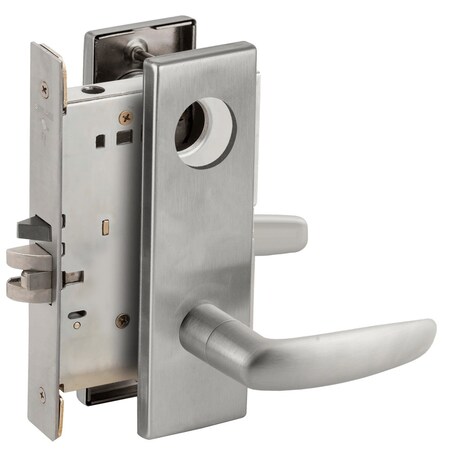 Schlage Grade 1 Storeroom Mortise Lock, Less Cylinder, 07 Lever, N Escutcheon, Satin Chrome Finish L9080L 07N 626